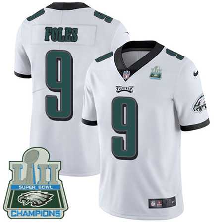 Men's Nike Eagles #9 Nick Foles White Super Bowl LII Champions Stitched Vapor Untouchable Limited Jersey